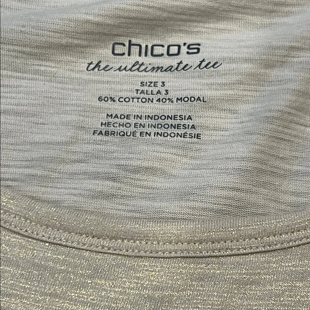 Chico's Shimmery Champagne Gold Short Sleeve High-Low Top Chico’s 3 (US size 16) - Picture 2 of 10